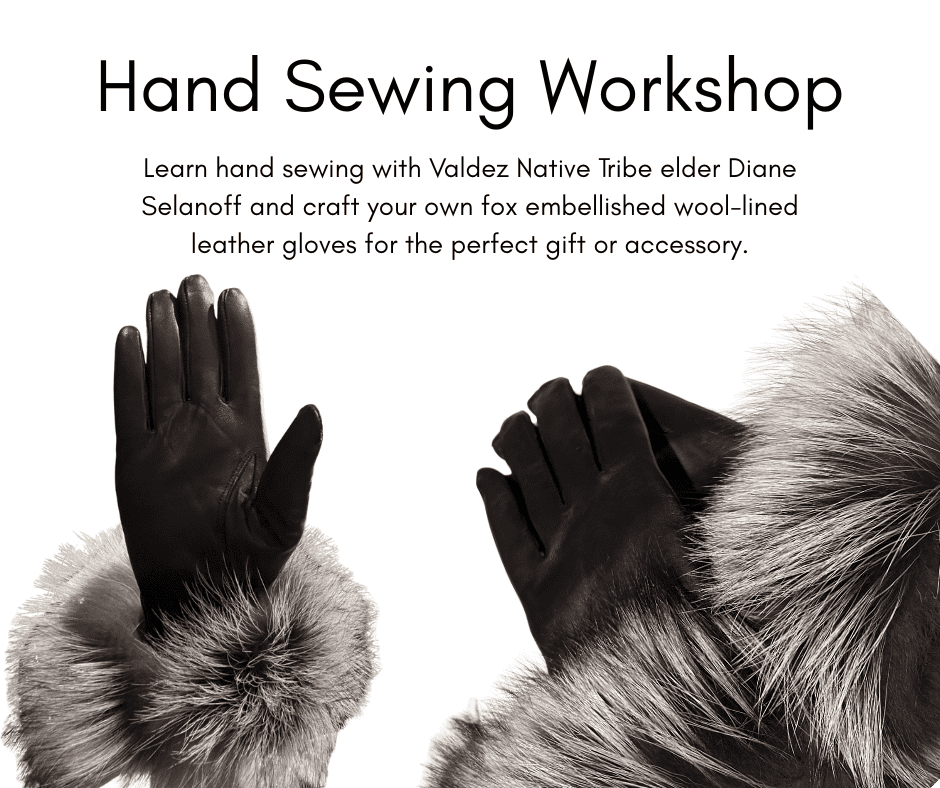 Hand Sewing Fox Fur and Leather Gloves